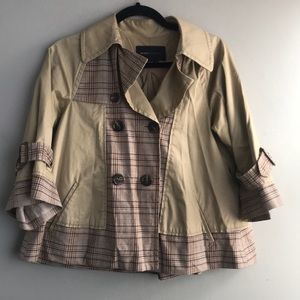 BCBG light weight tan plaid coat